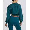 Quarter zip cropped sweatshirts long sleeve drop shoulder relaxed fit pullovers