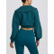 Quarter zip cropped sweatshirts long sleeve drop shoulder relaxed fit pullovers