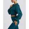 Quarter zip cropped sweatshirts long sleeve drop shoulder relaxed fit pullovers