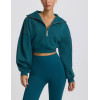 Quarter zip cropped sweatshirts long sleeve drop shoulder relaxed fit pullovers