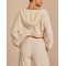 Women's brushed hooded cropped shrug super soft long sleeve cotton hoodies