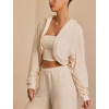 Women's brushed hooded cropped shrug super soft long sleeve cotton hoodies