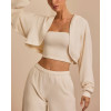Women's brushed hooded cropped shrug super soft long sleeve cotton hoodies