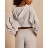 Women's brushed hooded cropped shrug super soft long sleeve cotton hoodies