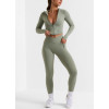 Crossover waist compressive yoga leggings with side pockets V shape fitness tights