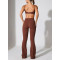 Crossover waist lightweight flared leggings with side pockets