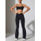 Crossover waist lightweight flared leggings with side pockets