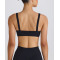 Scoop neck padded sports bra with wide shoulder straps medium impact lower back yoga bralette