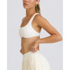Women's square neck wide strap sports bra racerback gym top with removable padding