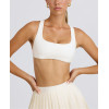 Women's square neck wide strap sports bra racerback gym top with removable padding