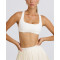 Women's square neck wide strap sports bra racerback gym top with removable padding
