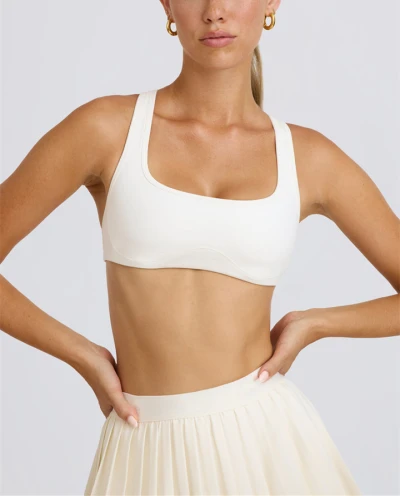 Women's square neck wide strap sports bra racerback gym top with removable padding