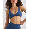 Women's plunge neck twist bra with open back light support backless sports bra