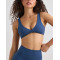 Women's plunge neck twist bra with open back light support backless sports bra