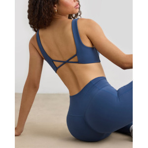 Women's plunge neck twist bra with open back light support backless sports bra