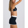 Halter design contrast trim backless sports bra scoop neck padded yoga bralette