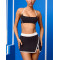 Halter design contrast trim backless sports bra scoop neck padded yoga bralette
