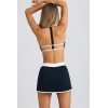 Halter design contrast trim backless sports bra scoop neck padded yoga bralette