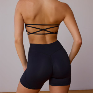 New arrival stylish tube bra buttery soft cross-back bandeau sports bra