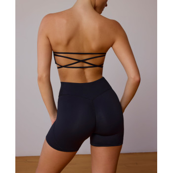 New arrival stylish tube bra buttery soft cross-back bandeau sports bra