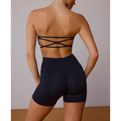 New arrival stylish tube bra buttery soft cross-back bandeau sports bra