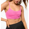 Lightweight ruched front scoop neck everyday sports bra with spaghetti strap gym top