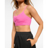 Lightweight ruched front scoop neck everyday sports bra with spaghetti strap gym top