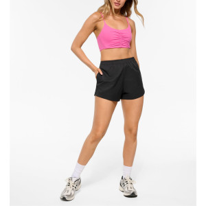 Lightweight ruched front scoop neck everyday sports bra with spaghetti strap gym top