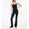 Women's contrast trim scoop neck ribbed tank basic style fitted tank top
