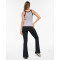 Women's contrast trim scoop neck ribbed tank basic style fitted tank top