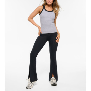 Women's contrast trim scoop neck ribbed tank basic style fitted tank top