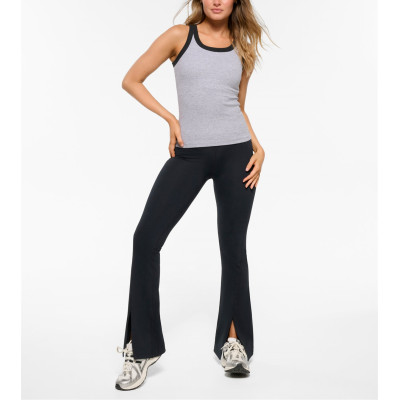 Women's contrast trim scoop neck ribbed tank basic style fitted tank top