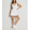 Side slit one piece hollow out tennis dress with built in shorts