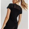 Crew neck mesh back short sleeve tees with curvy hem