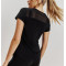 Crew neck mesh back short sleeve tees with curvy hem