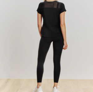 Crew neck mesh back short sleeve tees with curvy hem