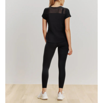 Crew neck mesh back short sleeve tees with curvy hem