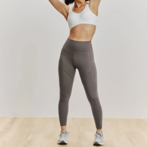 High waist compressive yoga leggings with mesh pockets squat proof fitness tights