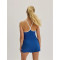 Women's piped one piece tennis dress with built in shorts Y back sports dress