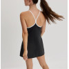 Women's piped one piece tennis dress with built in shorts Y back sports dress