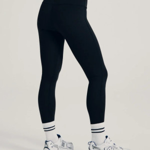 Mid rise compressive basic leggings for women squat proof stretchy yoga leggings