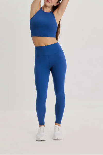 Mid rise compressive basic leggings for women squat proof stretchy yoga leggings