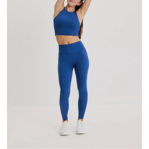 Mid rise compressive basic leggings for women squat proof stretchy yoga leggings