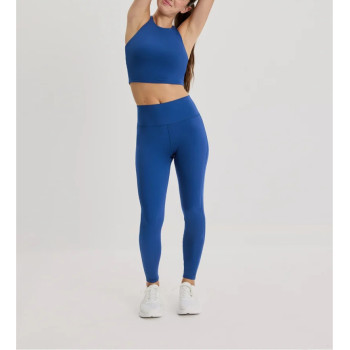 Mid rise compressive basic leggings for women squat proof stretchy yoga leggings