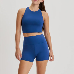 Tummy control compressive gym shorts high rise nylon spandex biker shorts