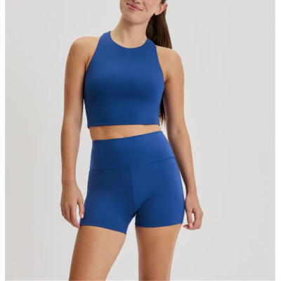 Tummy control compressive gym shorts high rise nylon spandex biker shorts