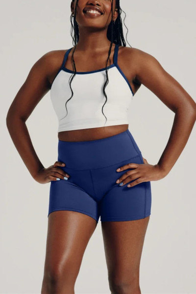Tummy control compressive gym shorts high rise nylon spandex biker shorts
