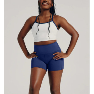 Tummy control compressive gym shorts high rise nylon spandex biker shorts