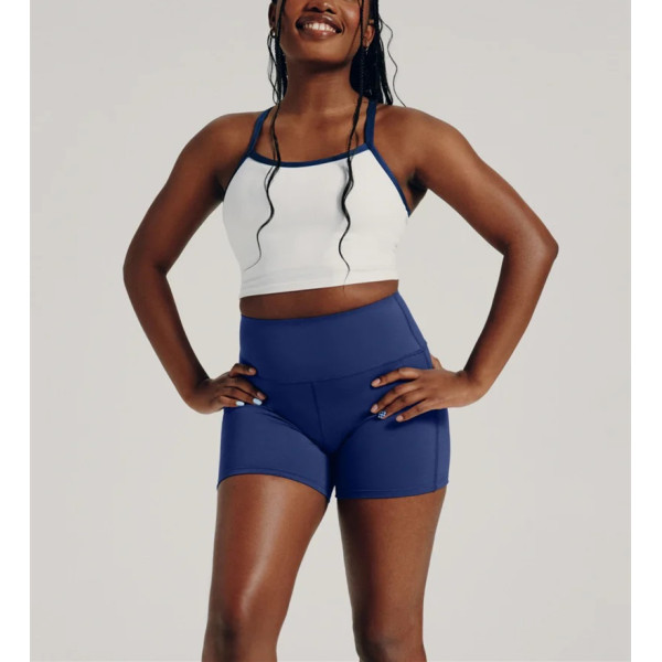Tummy control compressive gym shorts high rise nylon spandex biker shorts