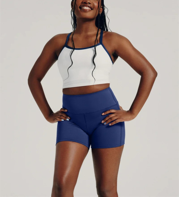 Tummy control compressive gym shorts high rise nylon spandex biker shorts